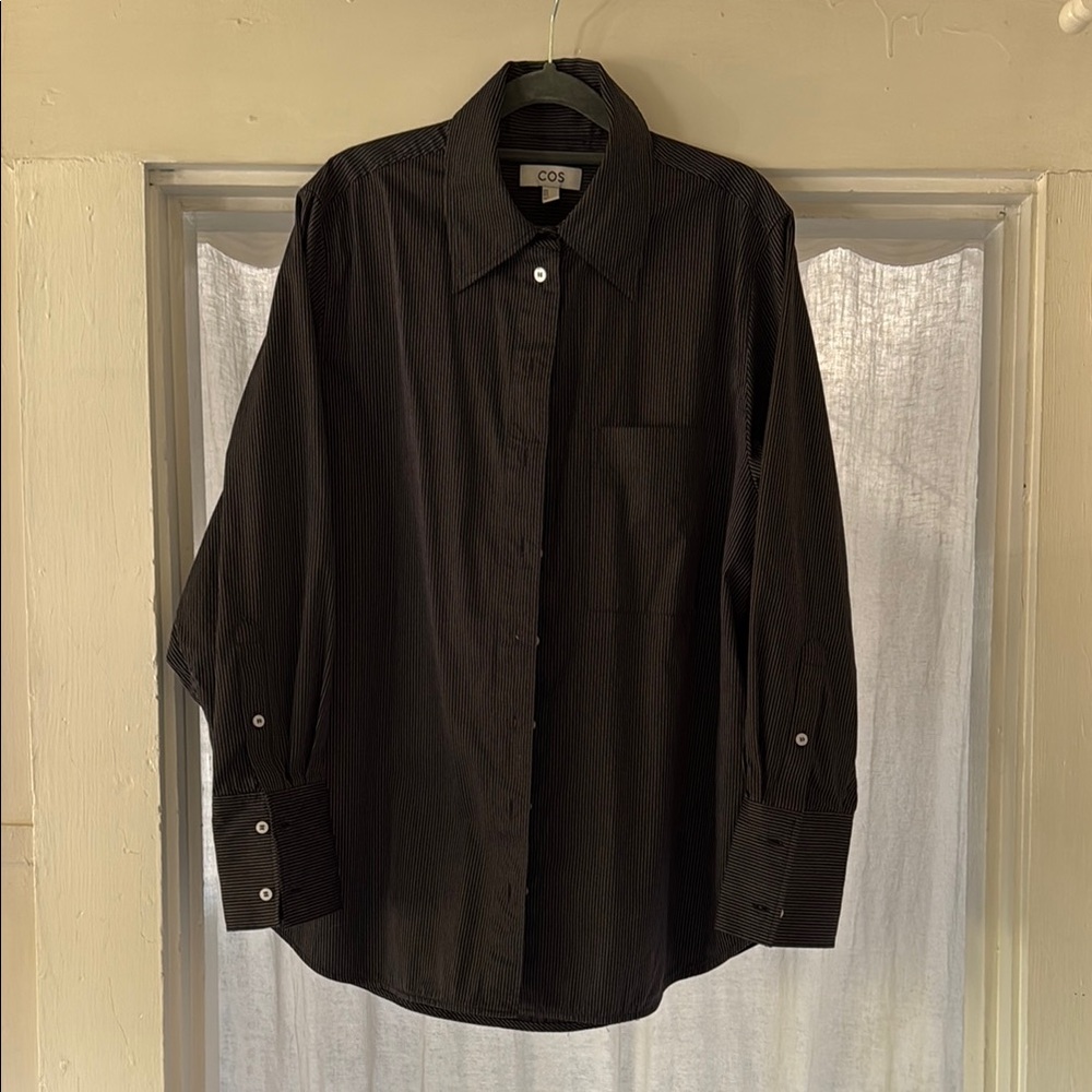 COS Black Button Down Shirt with Long Sleeves
